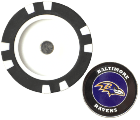 Officially Licensed Baltimore Ravens Poker Chip Ball Marker - Black Girl Golf