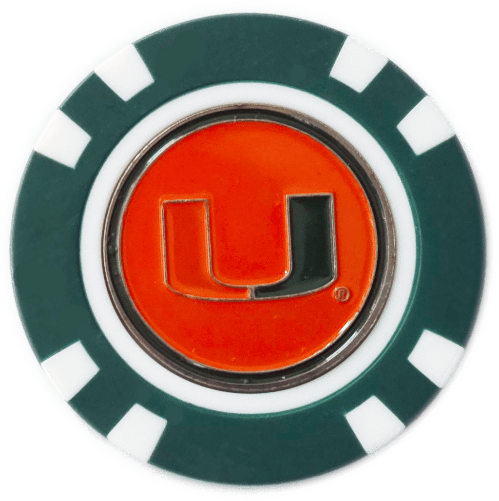 Officially Licensed Miami Hurricanes Poker Chip Ball Marker - Black Girl Golf