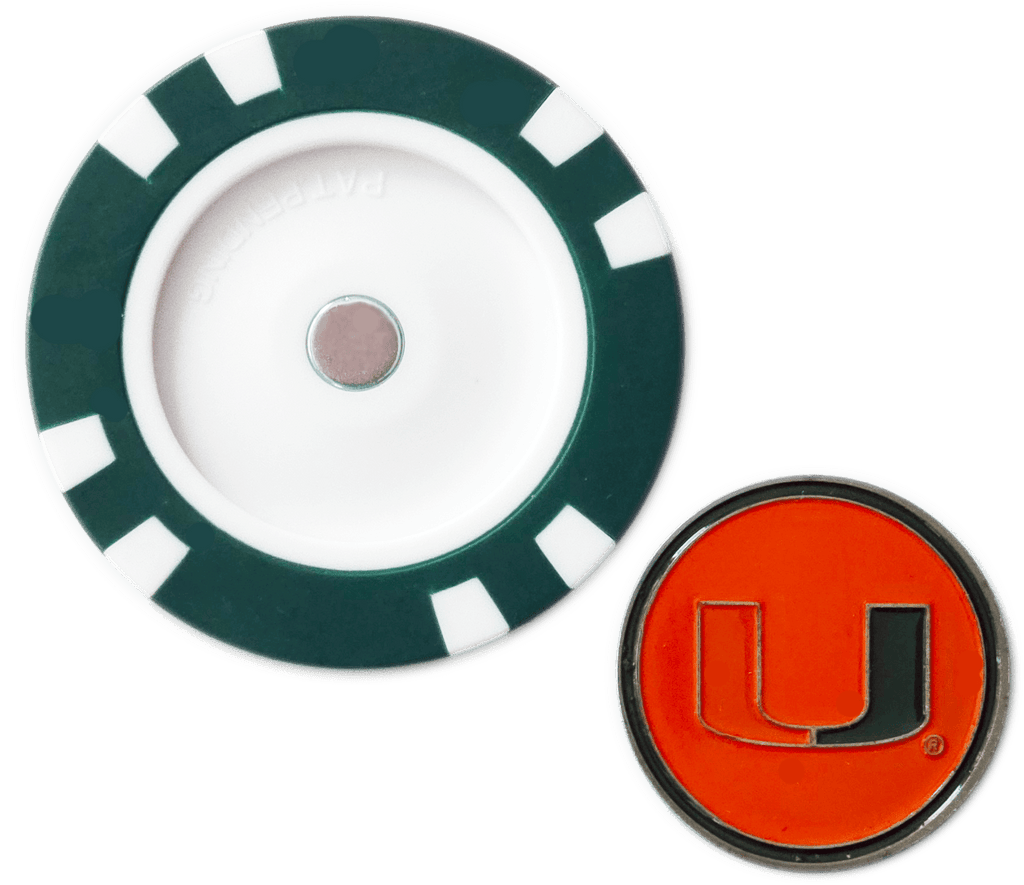 Officially Licensed Miami Hurricanes Poker Chip Ball Marker - Black Girl Golf