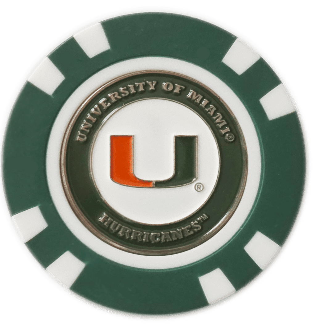 Officially Licensed Miami Hurricanes Poker Chip Ball Marker - Black Girl Golf