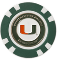 Officially Licensed Miami Hurricanes Poker Chip Ball Marker - Black Girl Golf