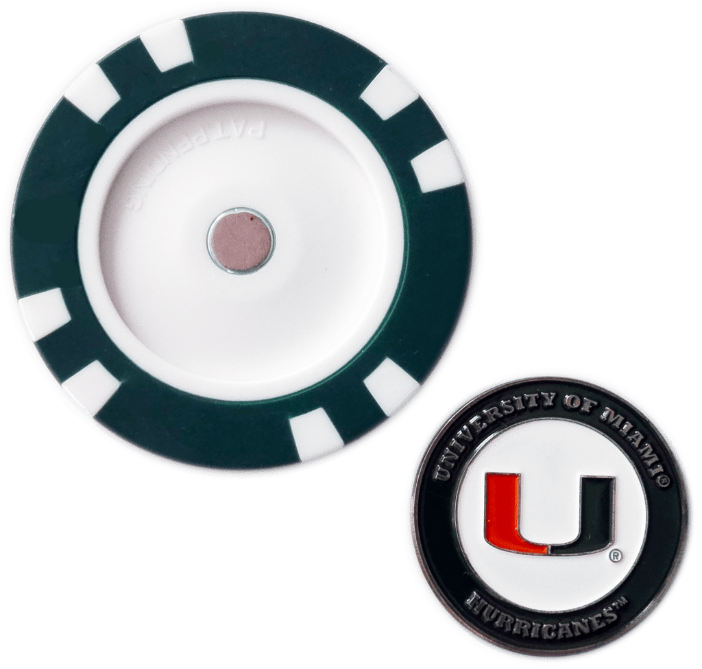 Officially Licensed Miami Hurricanes Poker Chip Ball Marker - Black Girl Golf