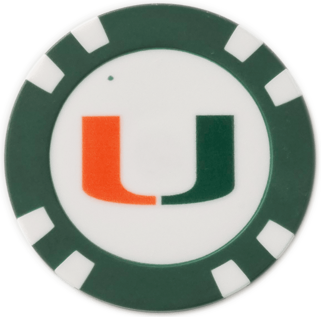 Officially Licensed Miami Hurricanes Poker Chip Ball Marker - Black Girl Golf