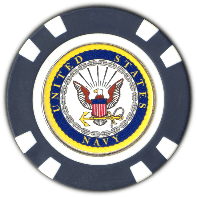 Officially Licensed U.S. Navy Poker Chip Ball Marker - Black Girl Golf
