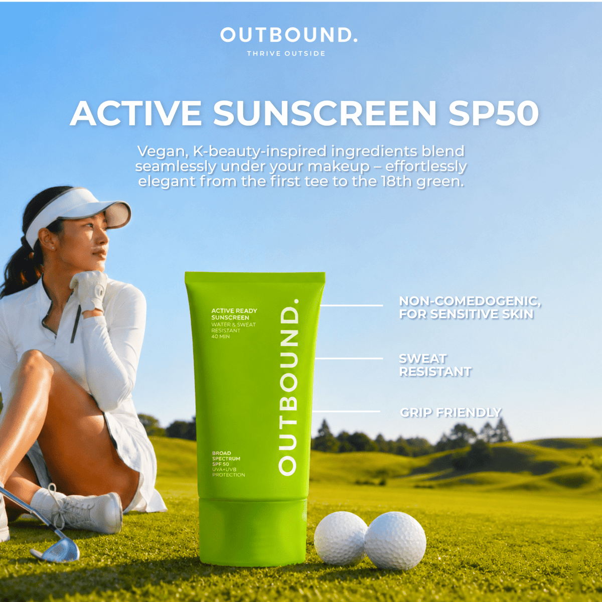 OUTBOUND Active Ready Sunscreen SPF 50 - Black Girl Golf