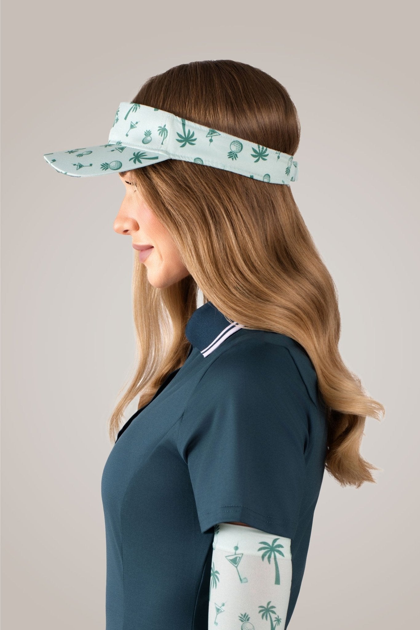 Palm Trees Sport Visor - Black Girl Golf