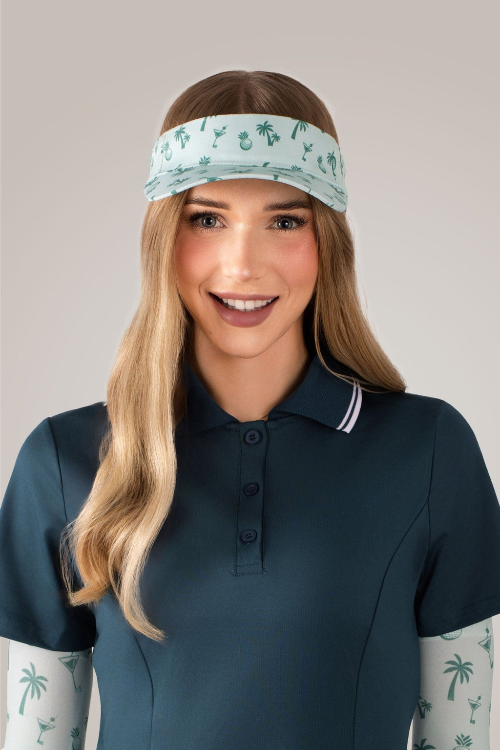 Palm Trees Sport Visor - Black Girl Golf