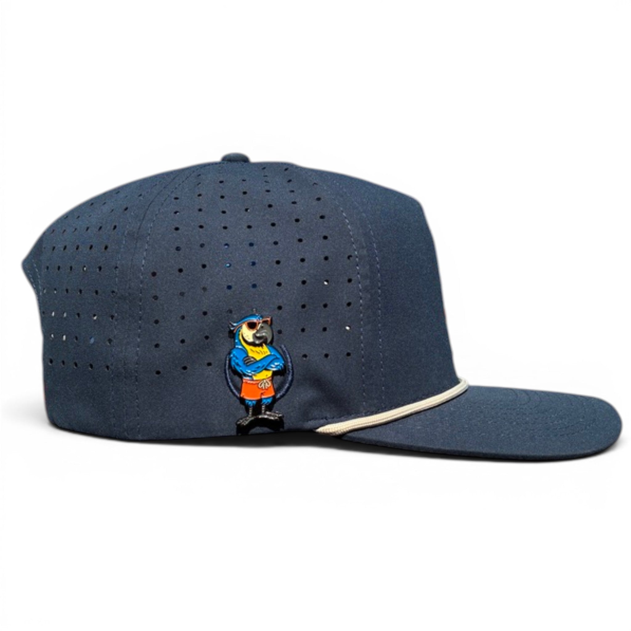 Parrot Patrol Golf Hat | Snapback Cap | Built-in Magnetic Ball Marker Holder + Marker Included | Adjustable Steel Blue Parrot - Black Girl Golf