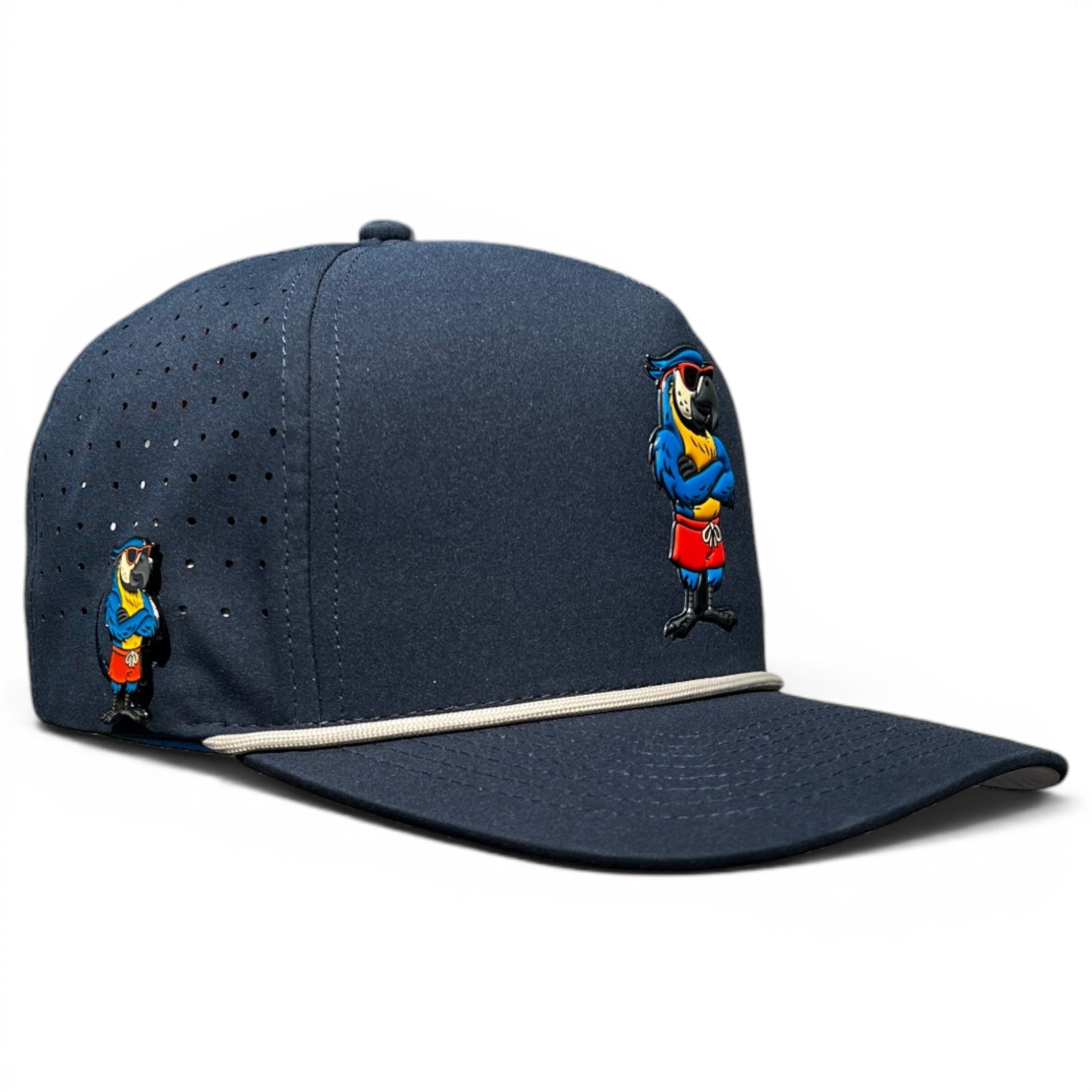 Parrot Patrol Golf Hat | Snapback Cap | Built-in Magnetic Ball Marker Holder + Marker Included | Adjustable Steel Blue Parrot - Black Girl Golf