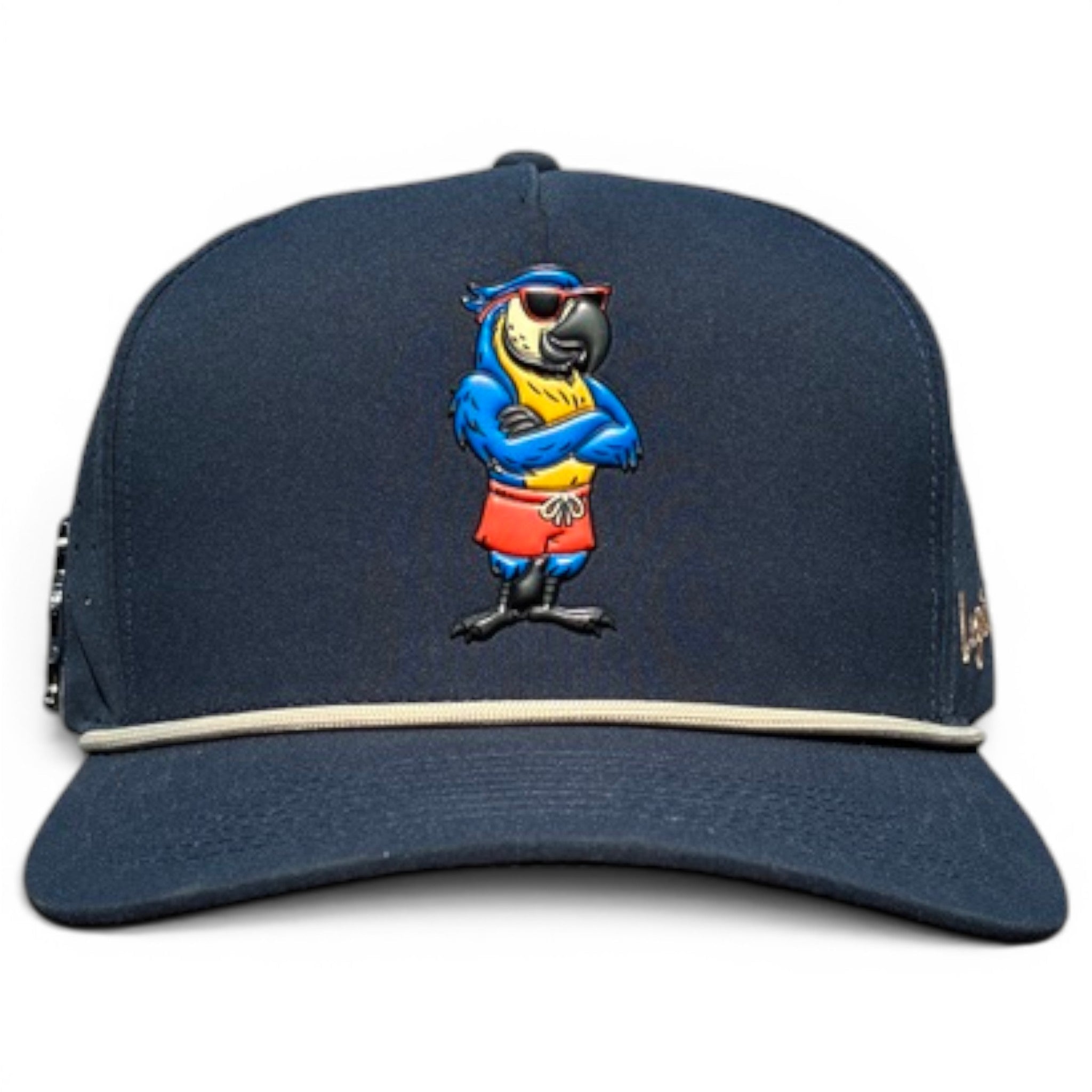 Parrot Patrol Golf Hat | Snapback Cap | Built-in Magnetic Ball Marker Holder + Marker Included | Adjustable Steel Blue Parrot - Black Girl Golf