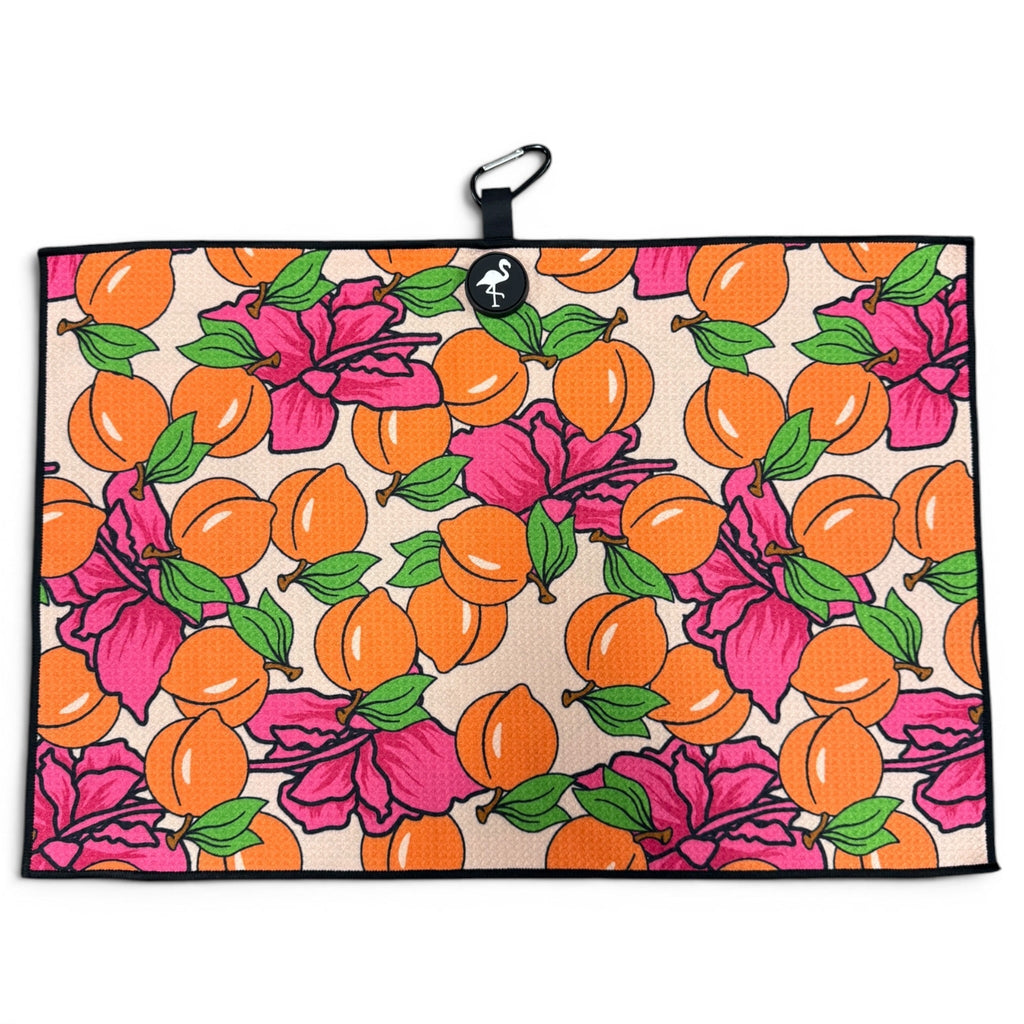 Peach Bellini Golf Towel | 24” x 16” Microfiber Towel | Magnetic Clip & Carabiner | Premium Golf Accessory - Black Girl Golf