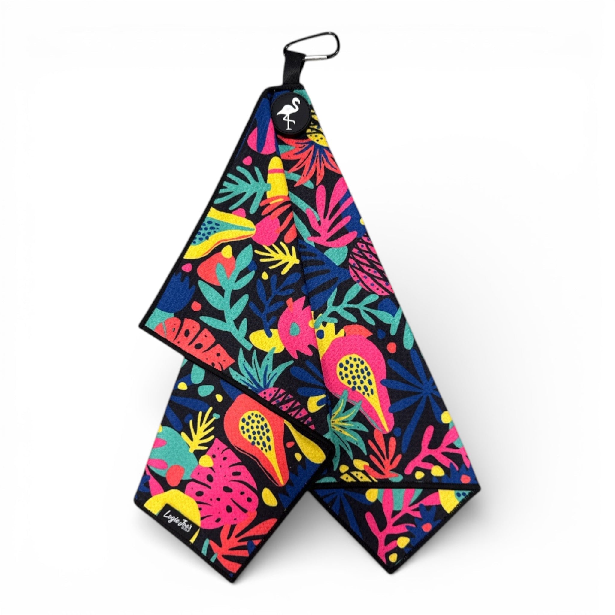 Pineapple Guava Golf Towel | Premium Double-Sided Microfiber | Heavy-Duty Magnetic Towel with Carabiner Clip | 24 x 16 in - Black Girl Golf