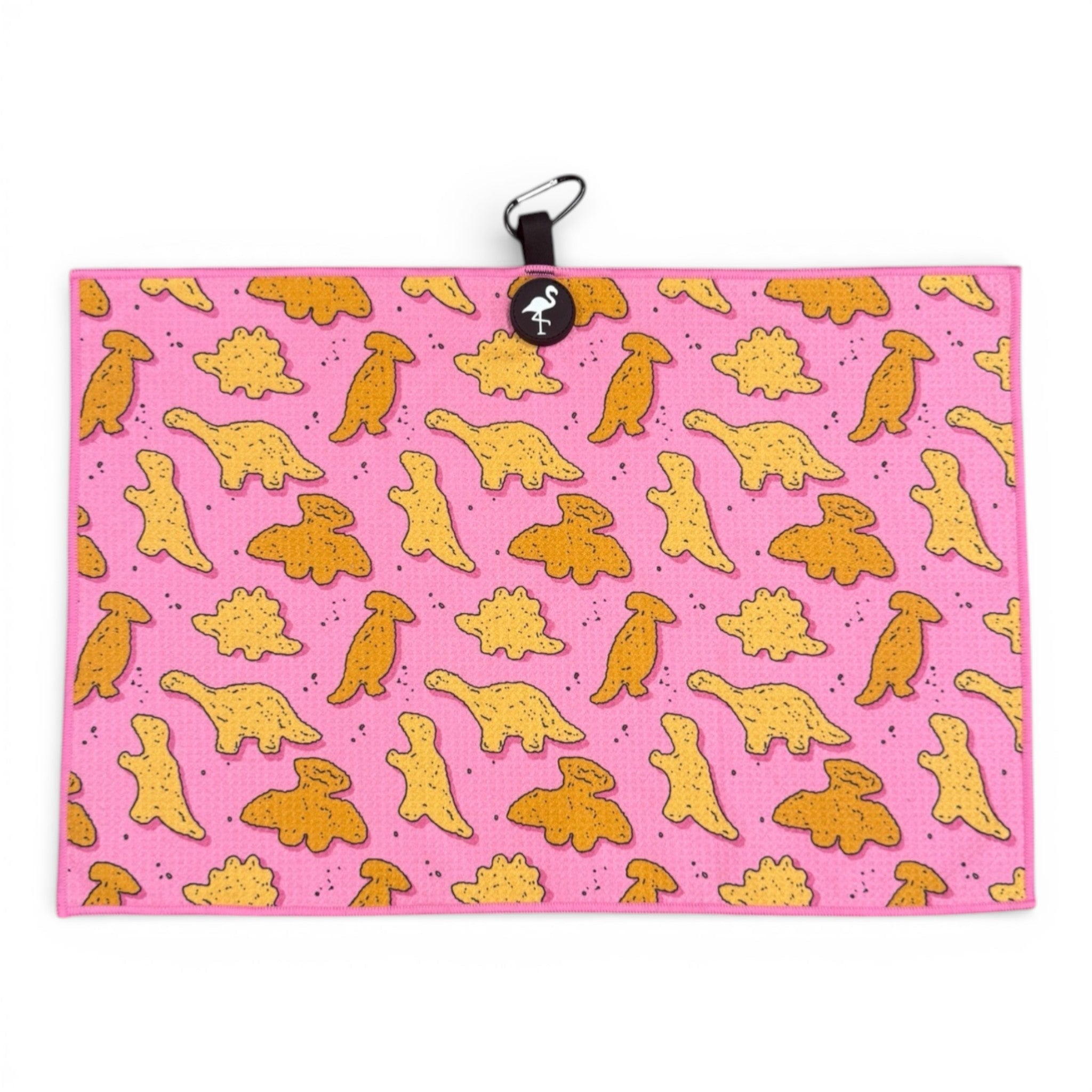 Pink Dino Nugget Golf Towel | Premium Double-Sided Microfiber | Heavy-Duty Magnetic Towel with Carabiner Clip | 24 x 16 in - Black Girl Golf