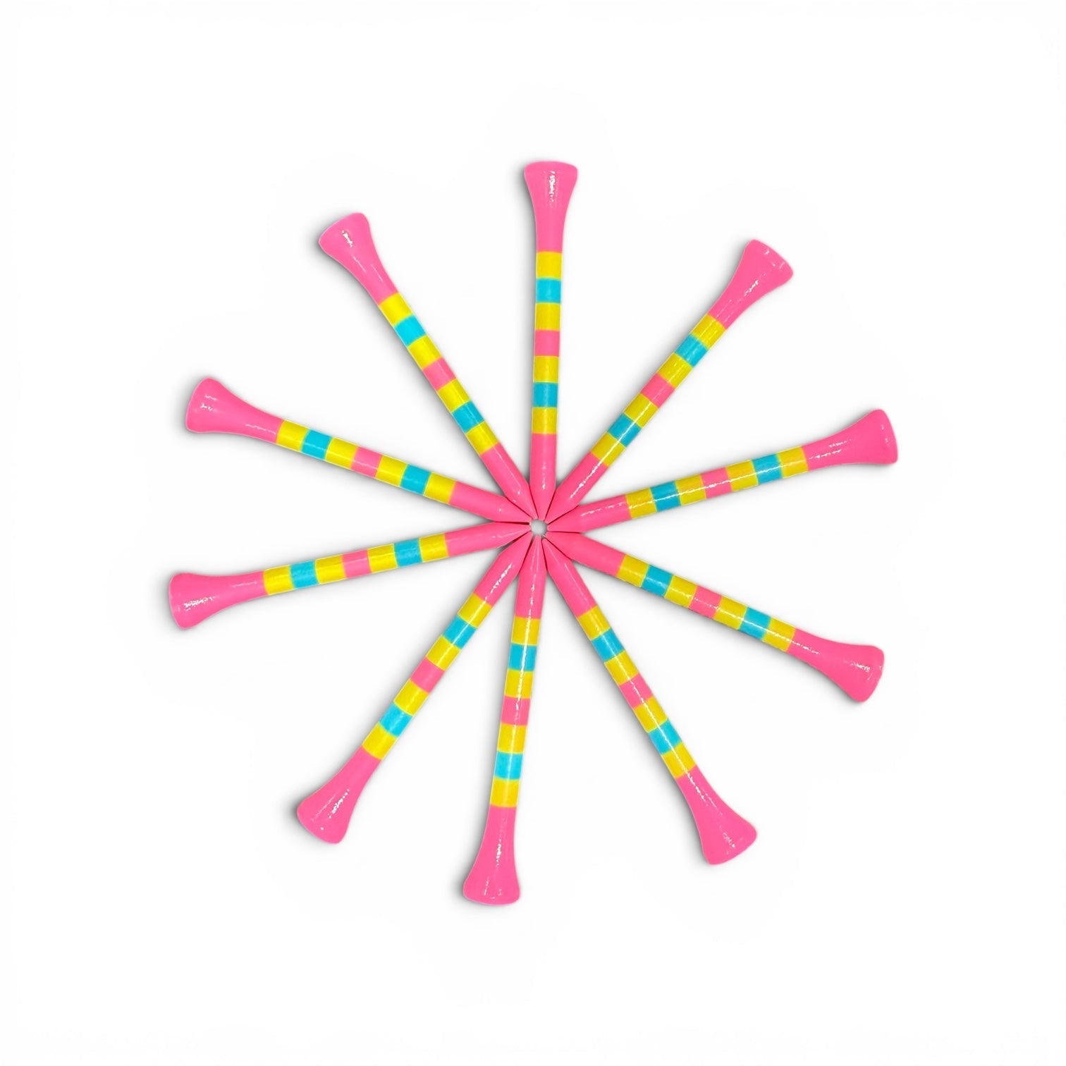 Pink Green Blue Stripe Premium Wooden Golf Tees | 2 3/4” Standard Size | 45 Pack Set | Durable Painted Wood Tees | Unique Designs - Black Girl Golf