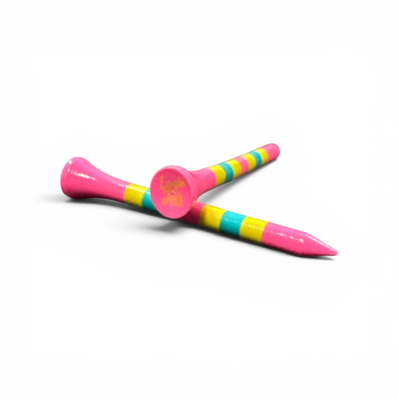 Pink Green Blue Stripe Premium Wooden Golf Tees | 2 3/4” Standard Size | 45 Pack Set | Durable Painted Wood Tees | Unique Designs - Black Girl Golf