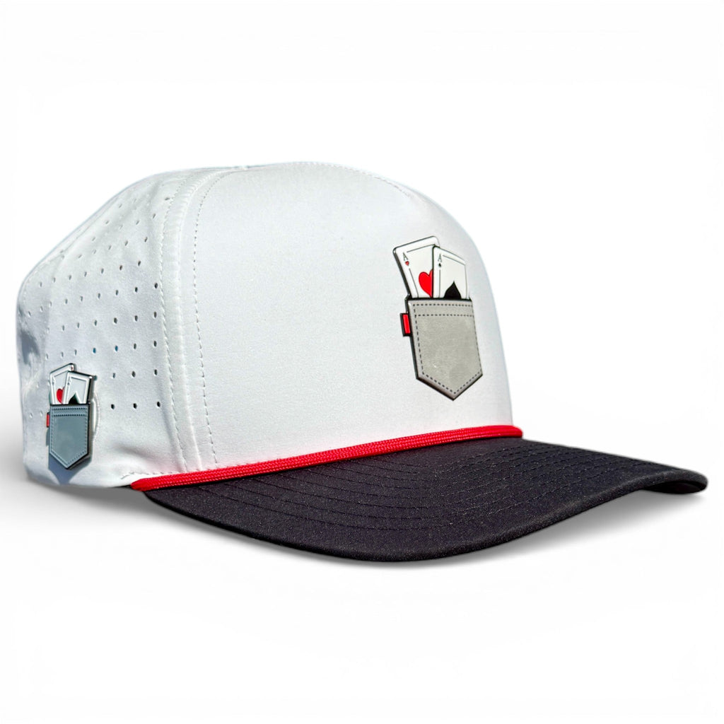 Pocket Aces Golf Hat | Snapback Cap | Built - in Magnetic Ball Marker Holder + Marker Included | Adjustable Gray & Black - Black Girl Golf