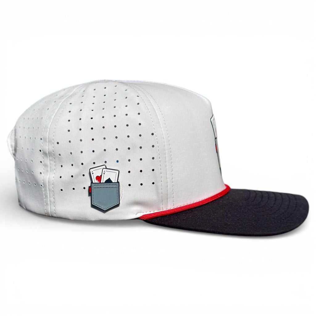Pocket Aces Golf Hat | Snapback Cap | Built - in Magnetic Ball Marker Holder + Marker Included | Adjustable Gray & Black - Black Girl Golf