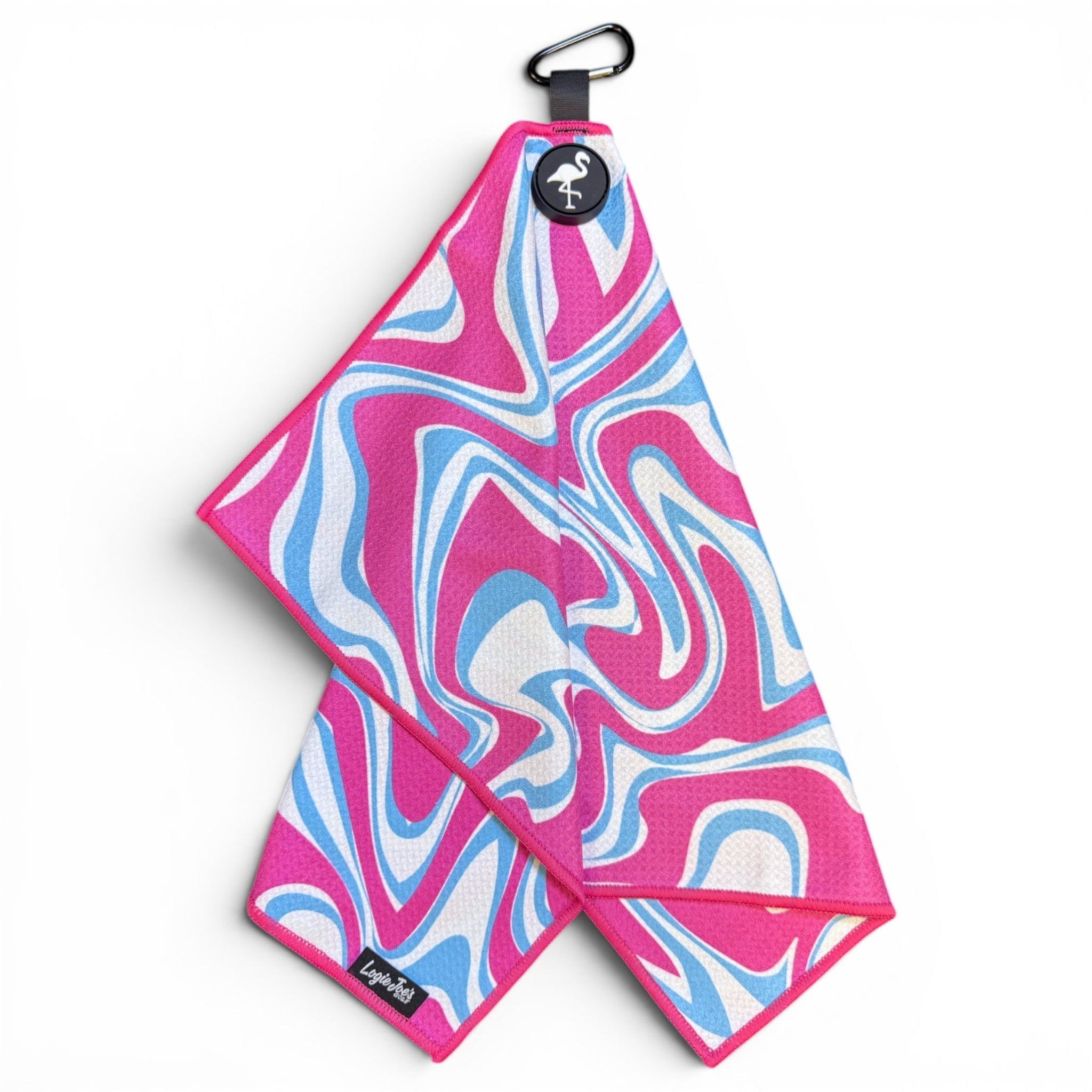 Psychedelic Splash Golf Towel | 24” x 16” Microfiber Towel | Magnetic Clip & Carabiner | Premium Golf Accessory - Black Girl Golf
