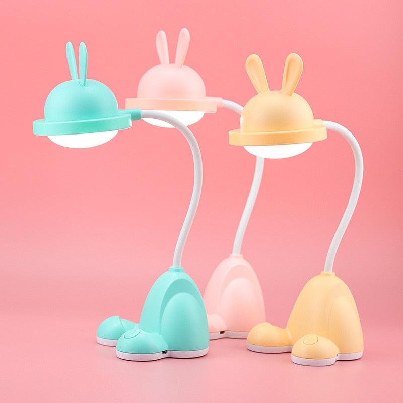 Rabbit LED Table Lamp Kids Desk Bunny Night Lights Studying Bedroom Decor Baby Bed Restaurant Living Room Cute Gift USB Charging Cute Study Lamps for Bedroom Décor - Black Girl Golf