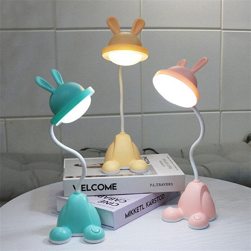 Rabbit LED Table Lamp Kids Desk Bunny Night Lights Studying Bedroom Decor Baby Bed Restaurant Living Room Cute Gift USB Charging Cute Study Lamps for Bedroom Décor - Black Girl Golf
