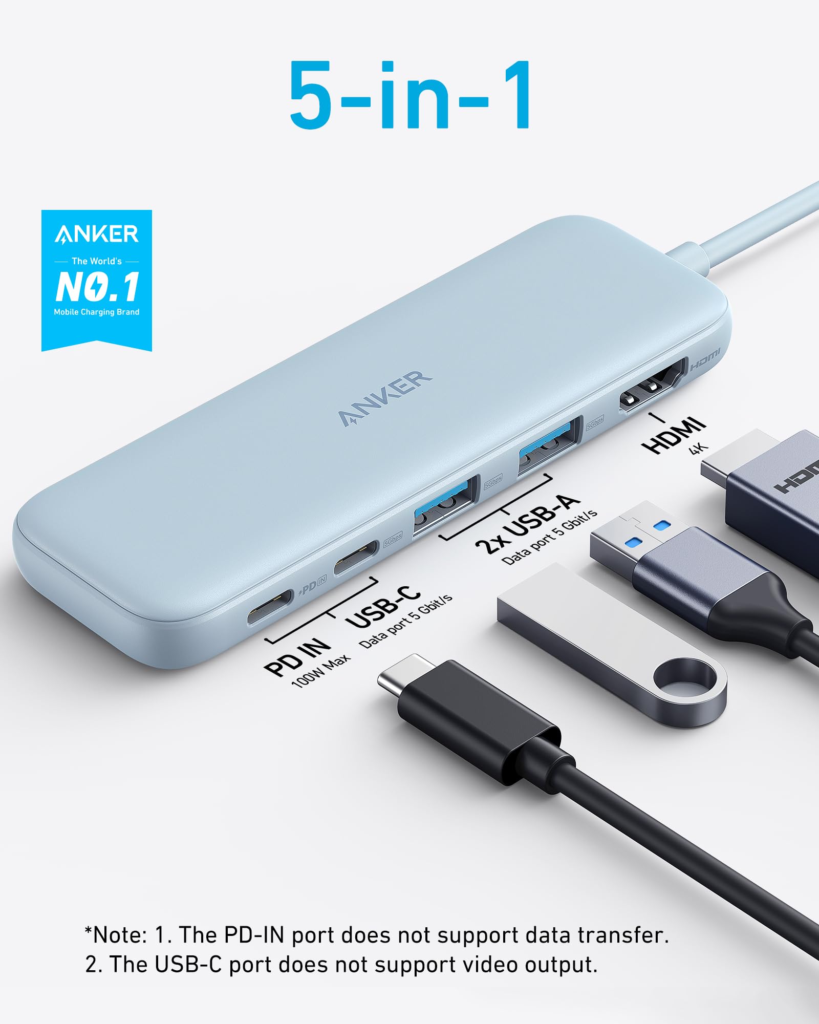 Refurbished Anker <b>332</b> USB - C Hub (5 - in - 1) - Black Girl Golf