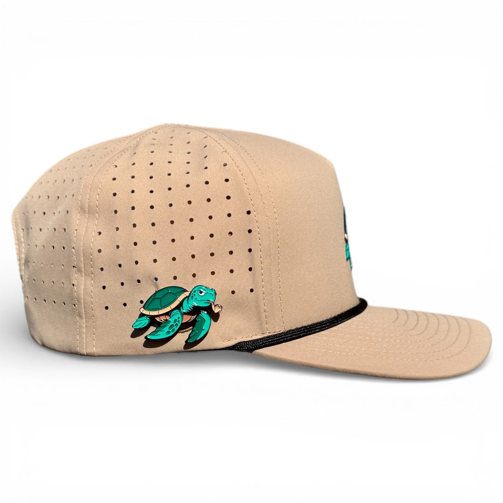 Salty Turtle Golf Hat | Snapback Cap | Built-in Magnetic Ball Marker Holder + Marker Included | Adjustable | One Size - Black Girl Golf