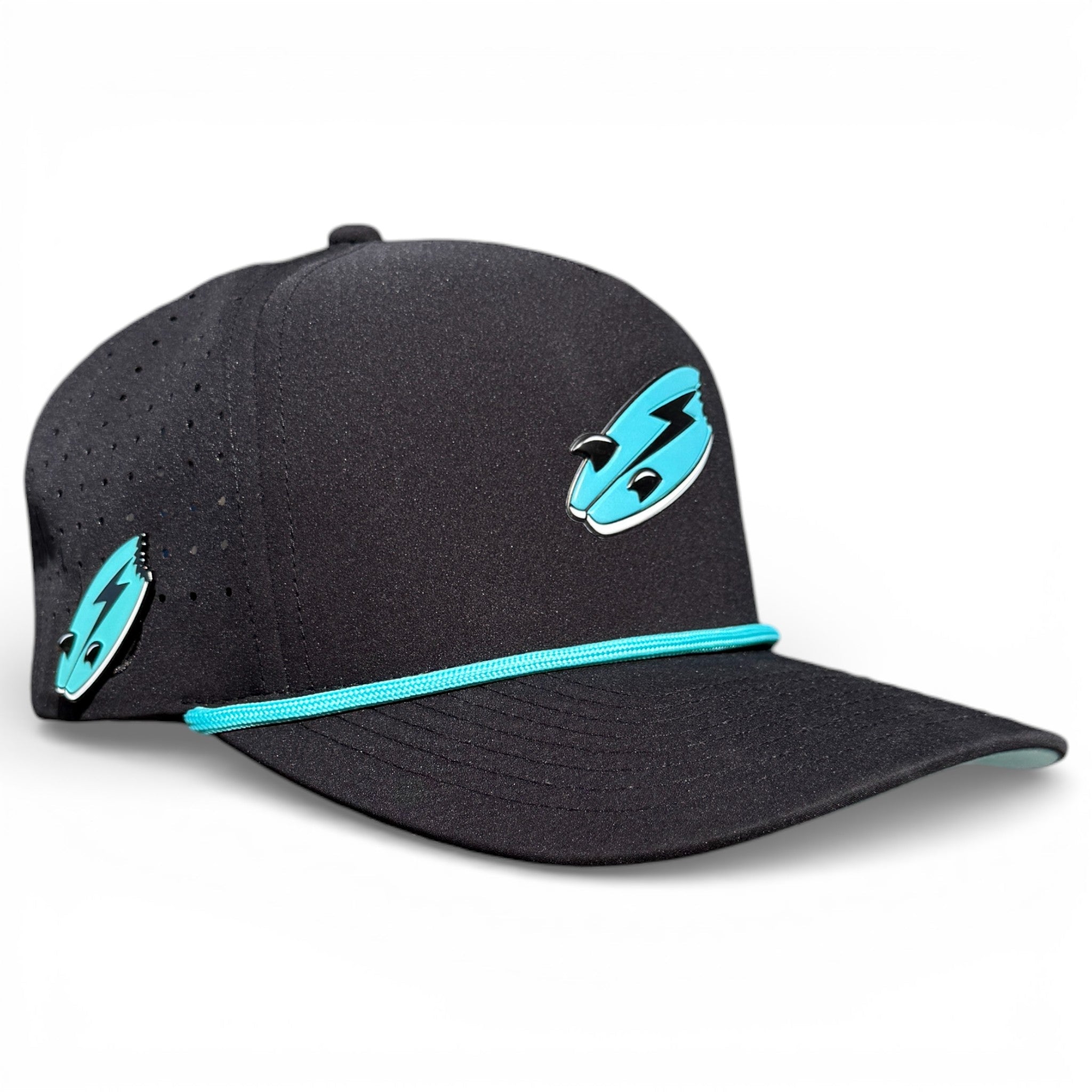 Shark Bite Golf Hat | Snapback Cap | Built-in Magnetic Ball Marker Holder + Marker Included | Adjustable | One Size - Black Girl Golf