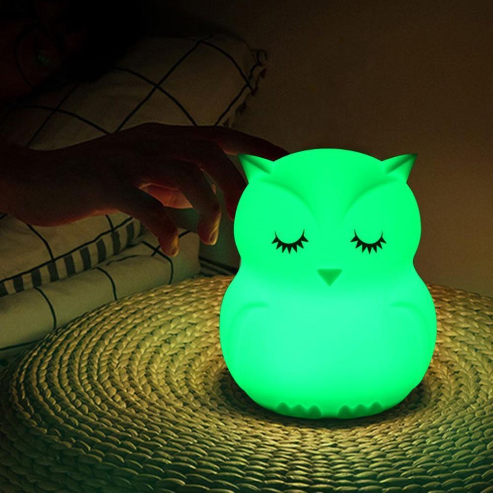 Silicone LED Night Lights For Bedrooms Cute Animal Night Light For Kids with Remote And Touch Sensor Portable Warm White Light & Color Changing Lamps For Baby Girl Baby Boy Gifts (Sleeping owl) - Black Girl Golf
