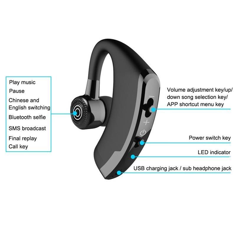 Single Ear Business Earphone Bluetooth 5.0 Sports Wireless Noise Isolating Headset Wireless Bluetooth Earpiece Hands-Free 10 Hours Playing Time Earphones With Built-in Mic For Driving Office Compatible With Smartphones - Black Girl Golf