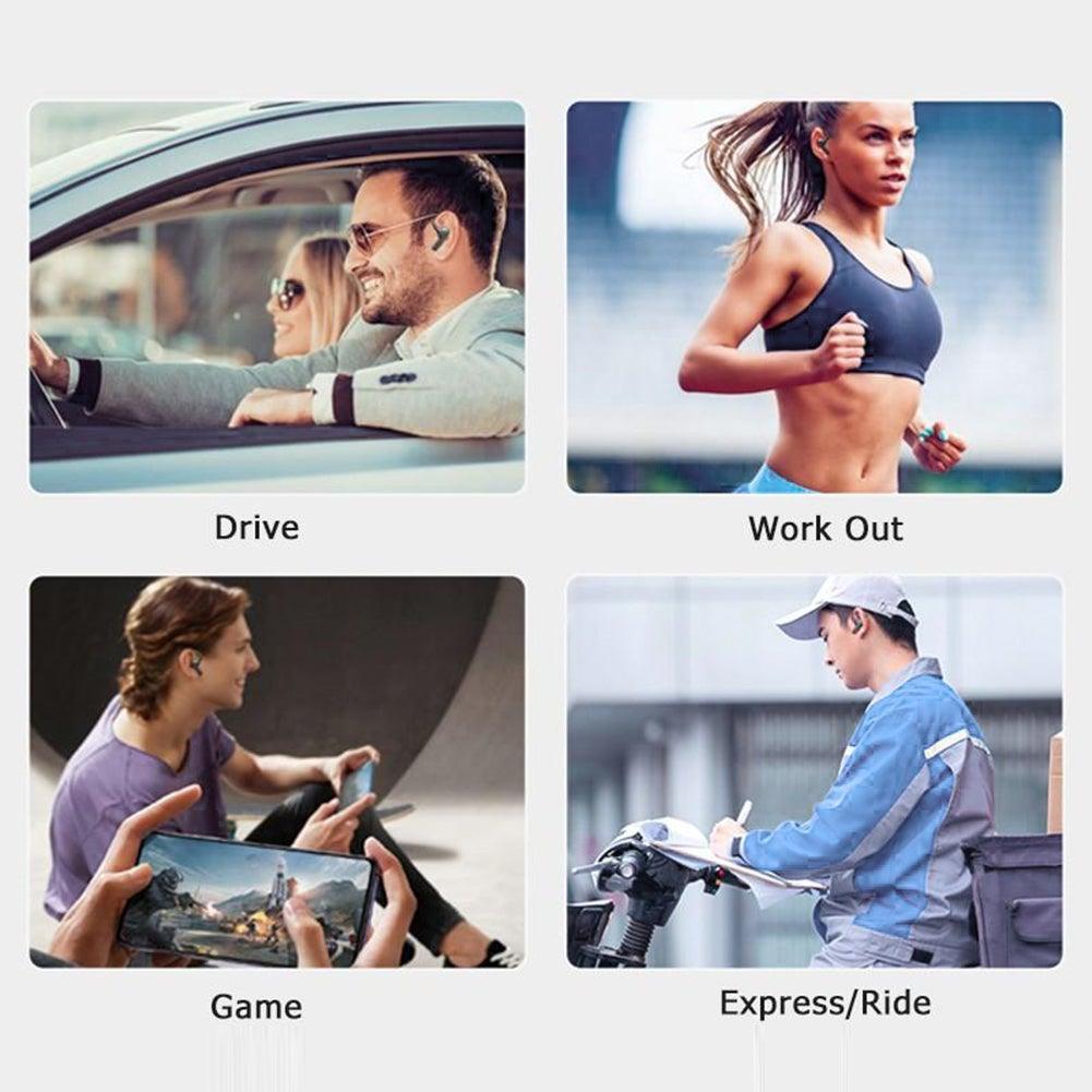 Single-Ear Sports Waterproof Car Earphone Ultra Standby Bluetooth-Compatible Headset Bone Conduction Ear Hook Headphone Sports Headphones Wired Gaming Earbuds Monitor Earphones with Mic, Stereo Sound Volume Control and Detachable Microphone - Black Girl Golf