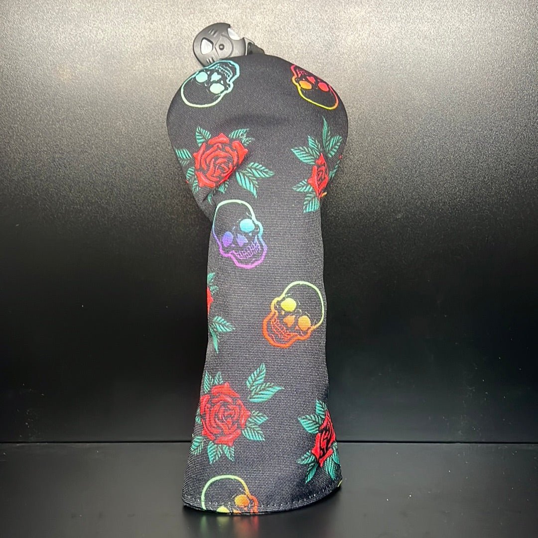Skulls & Roses Canvas Headcover - Black Girl Golf