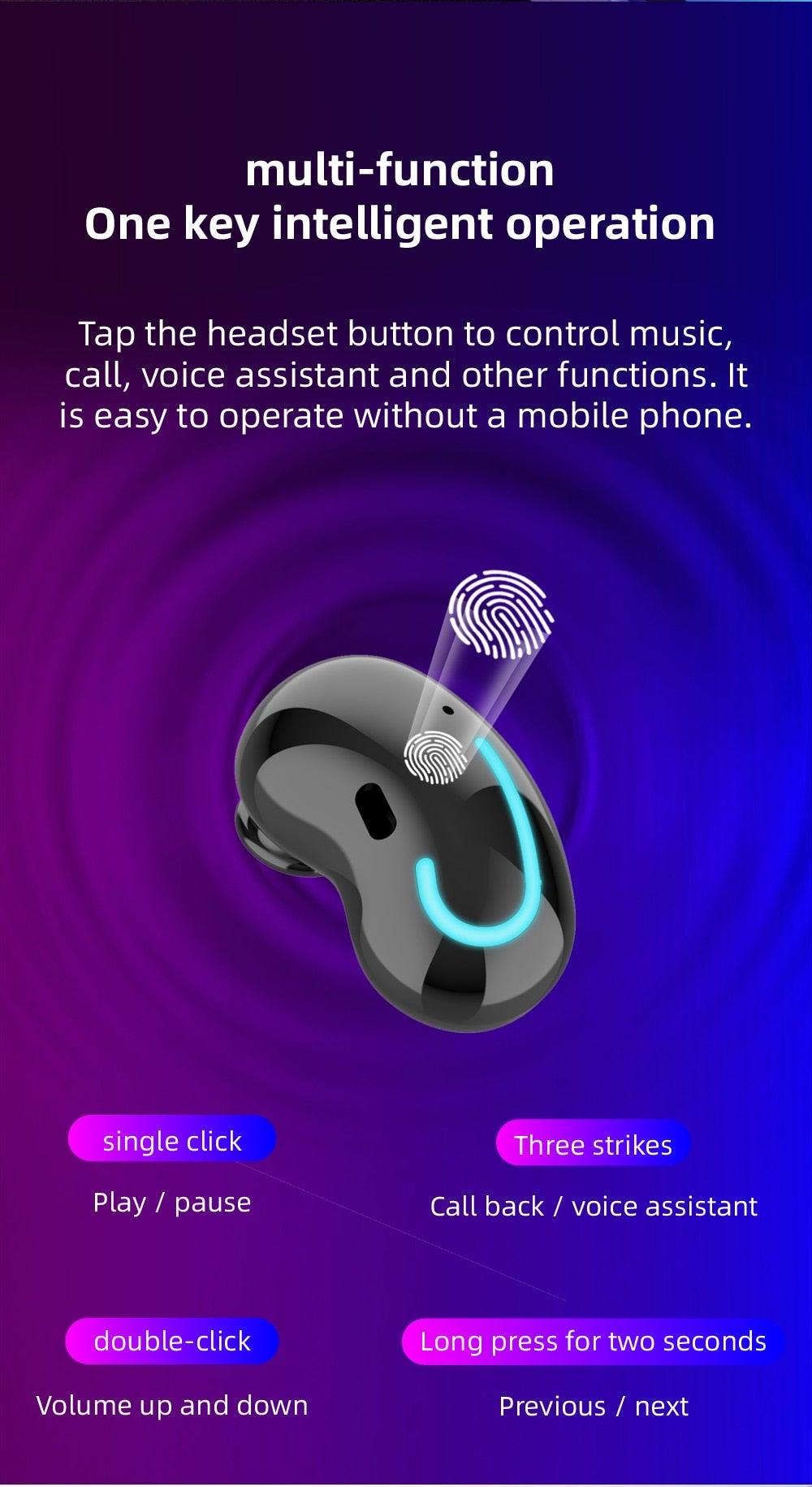 Sports Black Headphones Wireless Wearable Music Player Built-in Memory Sweatproof WaterproofWireless Bluetooth Headphones 5.1 Gaming Headset In Ear HiFi Sports Noise Cancel Earphone For Smartphones LED Display For Sports Running Workout - Black Girl Golf