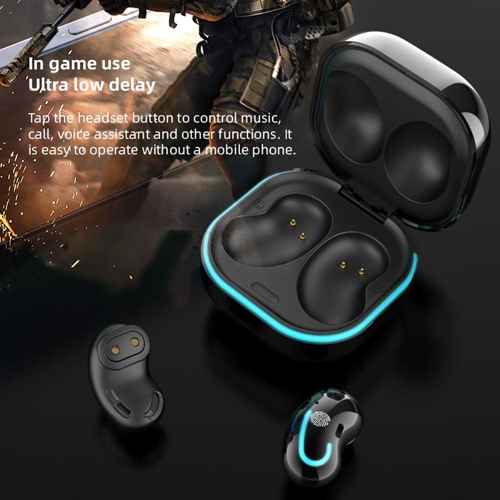 Sports Black Headphones Wireless Wearable Music Player Built-in Memory Sweatproof WaterproofWireless Bluetooth Headphones 5.1 Gaming Headset In Ear HiFi Sports Noise Cancel Earphone For Smartphones LED Display For Sports Running Workout - Black Girl Golf