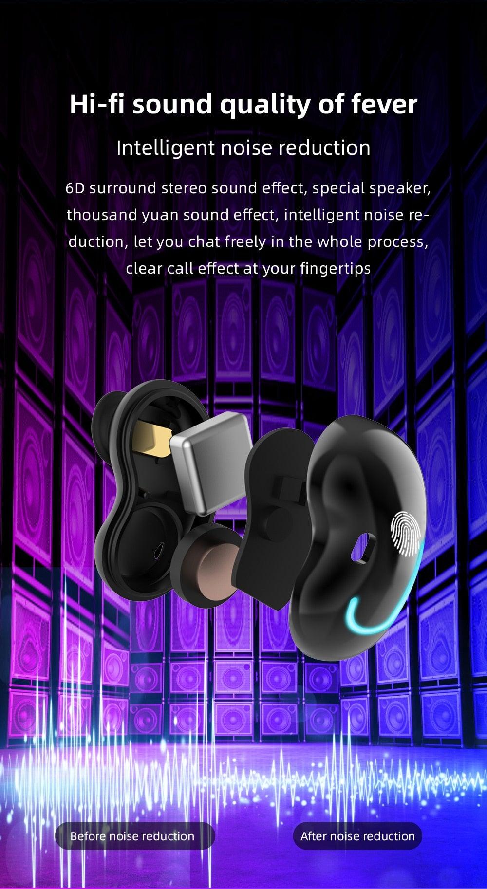Sports Black Headphones Wireless Wearable Music Player Built-in Memory Sweatproof WaterproofWireless Bluetooth Headphones 5.1 Gaming Headset In Ear HiFi Sports Noise Cancel Earphone For Smartphones LED Display For Sports Running Workout - Black Girl Golf