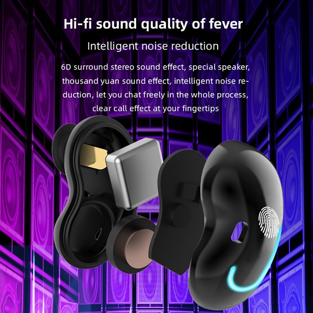 Sports Black Headphones Wireless Wearable Music Player Built-in Memory Sweatproof WaterproofWireless Bluetooth Headphones 5.1 Gaming Headset In Ear HiFi Sports Noise Cancel Earphone For Smartphones LED Display For Sports Running Workout - Black Girl Golf