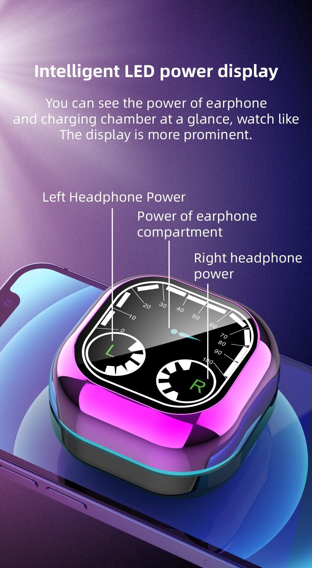Sports Black Headphones Wireless Wearable Music Player Built-in Memory Sweatproof WaterproofWireless Bluetooth Headphones 5.1 Gaming Headset In Ear HiFi Sports Noise Cancel Earphone For Smartphones LED Display For Sports Running Workout - Black Girl Golf