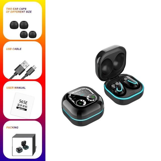 Sports Black Headphones Wireless Wearable Music Player Built-in Memory Sweatproof WaterproofWireless Bluetooth Headphones 5.1 Gaming Headset In Ear HiFi Sports Noise Cancel Earphone For Smartphones LED Display For Sports Running Workout - Black Girl Golf