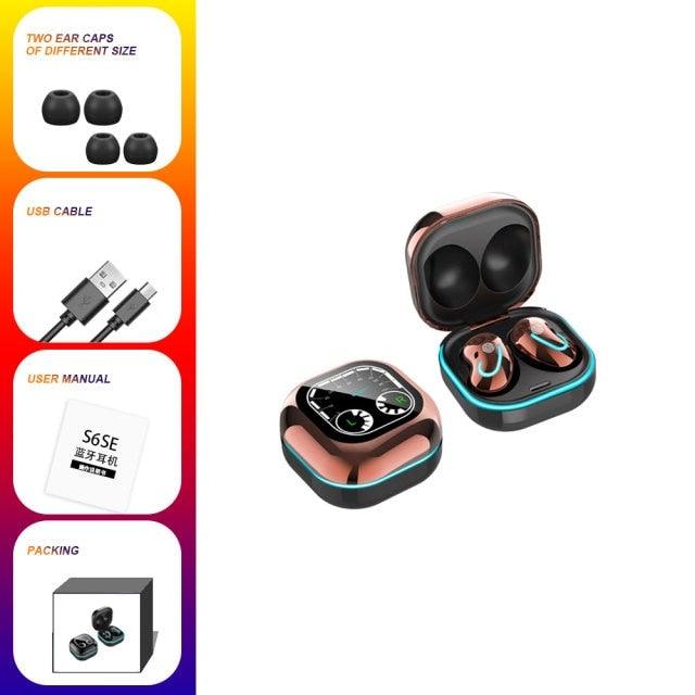 Sports Black Headphones Wireless Wearable Music Player Built-in Memory Sweatproof WaterproofWireless Bluetooth Headphones 5.1 Gaming Headset In Ear HiFi Sports Noise Cancel Earphone For Smartphones LED Display For Sports Running Workout - Black Girl Golf