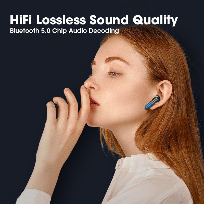 Sports WearableWireless Headphones Fast Conecting Music Sweatproof Wireless Earbuds Smart LED Display Bluetooth Earphones HD Call Headphone With Microphone Touch Control Waterproof Headset With Charging Case 300mAH - Black Girl Golf