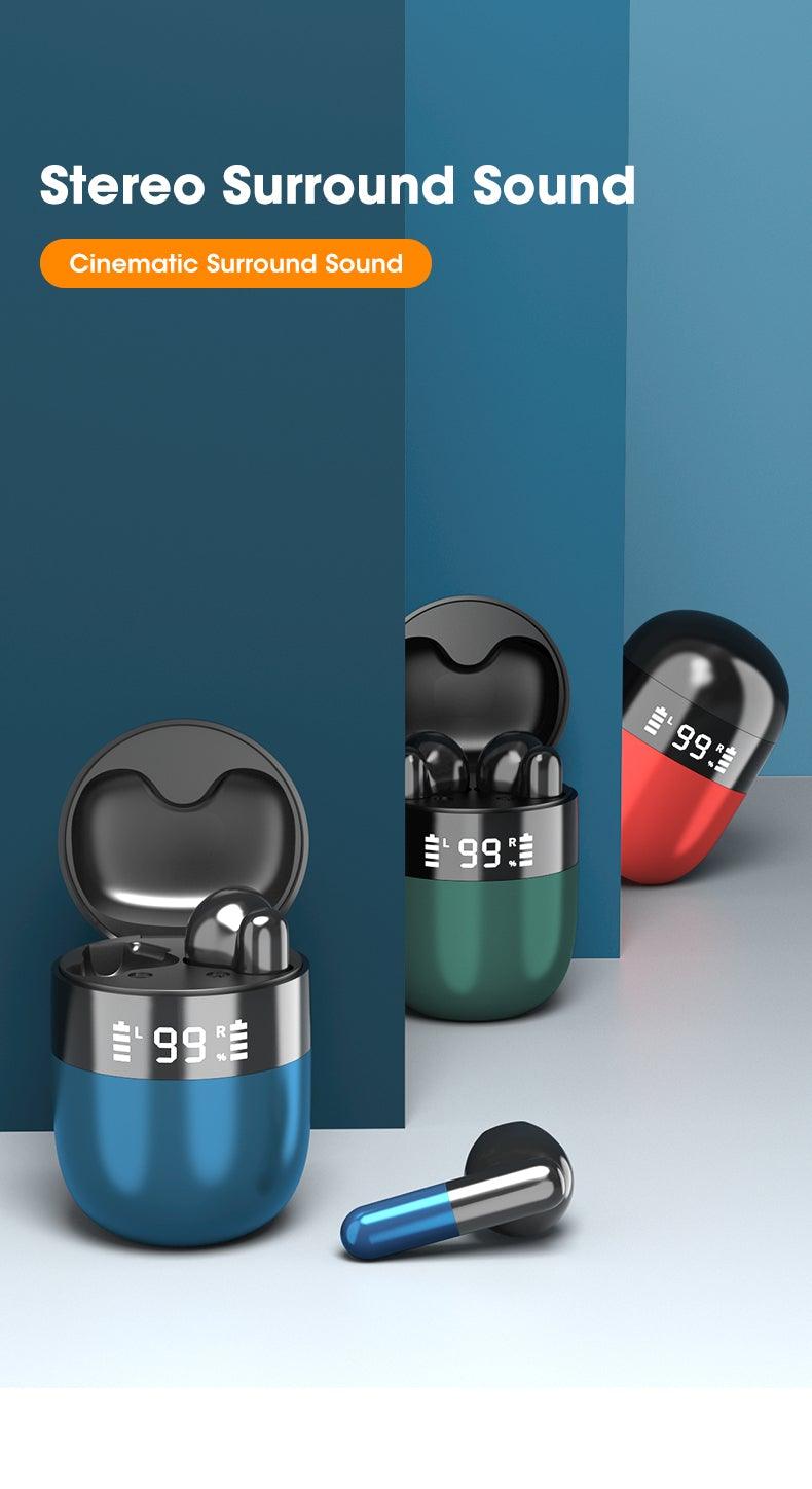Sports WearableWireless Headphones Fast Conecting Music Sweatproof Wireless Earbuds Smart LED Display Bluetooth Earphones HD Call Headphone With Microphone Touch Control Waterproof Headset With Charging Case 300mAH - Black Girl Golf