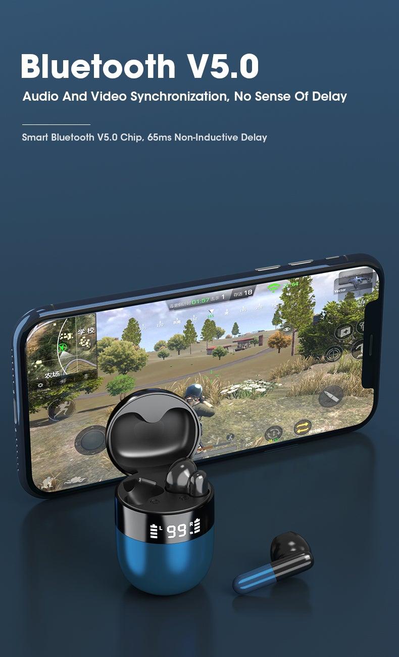 Sports WearableWireless Headphones Fast Conecting Music Sweatproof Wireless Earbuds Smart LED Display Bluetooth Earphones HD Call Headphone With Microphone Touch Control Waterproof Headset With Charging Case 300mAH - Black Girl Golf