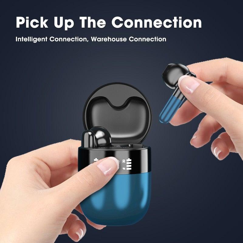 Sports WearableWireless Headphones Fast Conecting Music Sweatproof Wireless Earbuds Smart LED Display Bluetooth Earphones HD Call Headphone With Microphone Touch Control Waterproof Headset With Charging Case 300mAH - Black Girl Golf