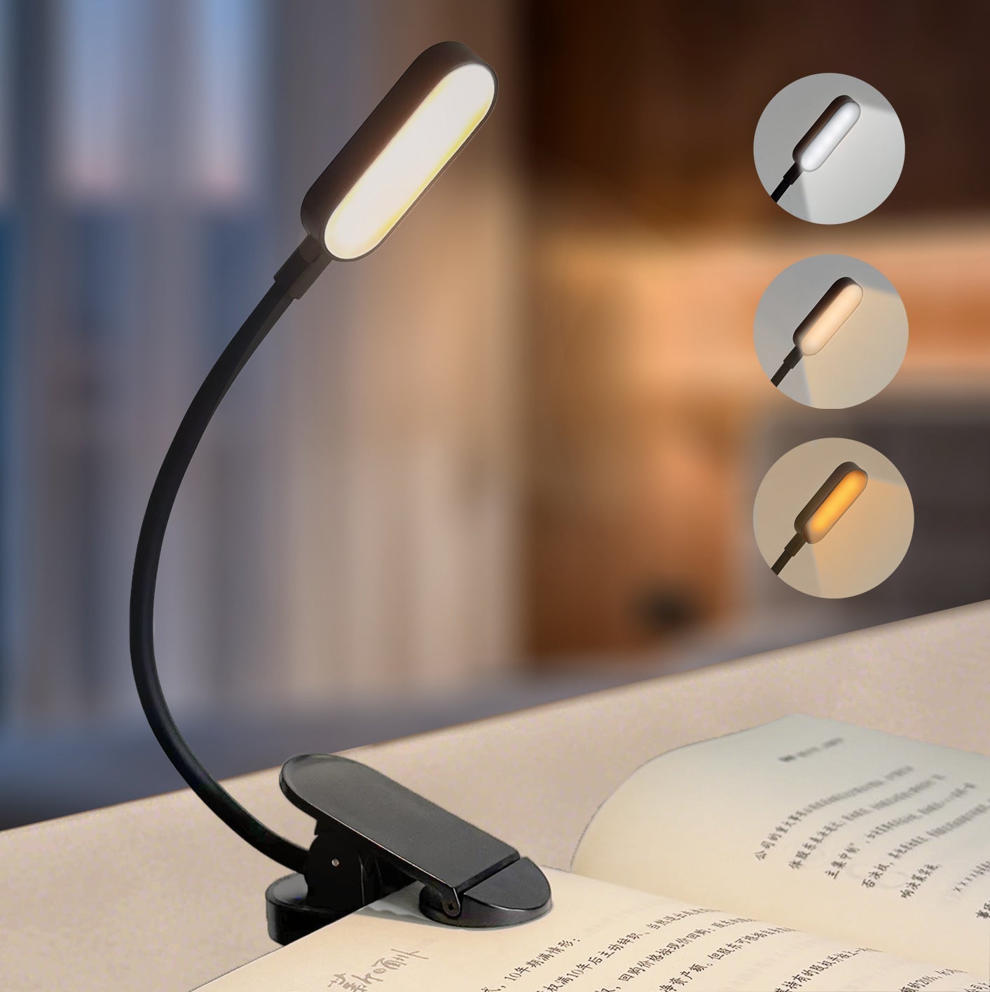 Stepless Dimming Desk Lamp Night Light For Kids Bedrooms Book Light USB Rechargeable Flexible LED Clip Reading Night Light In 3 Brightness Modes Table Lamp Desk Bedside Lantern for Reading in Bed, Travel, Music Stand - Black Girl Golf