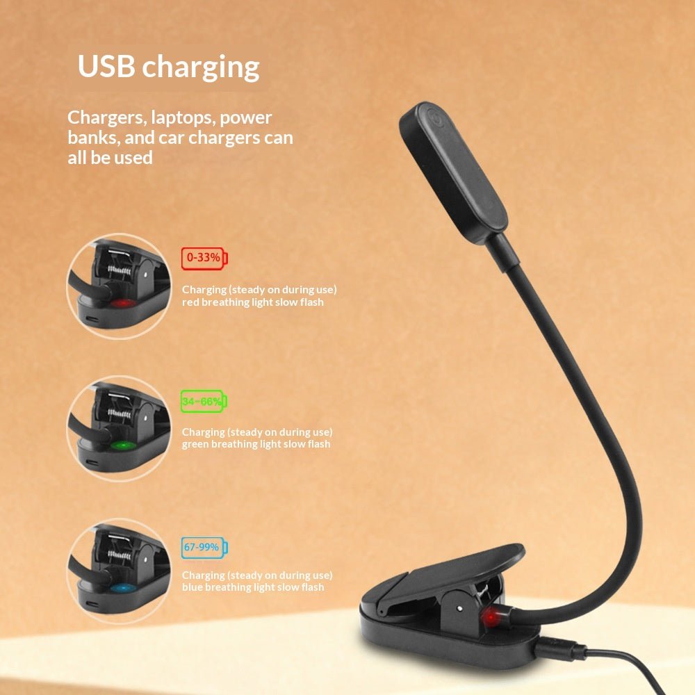 Stepless Dimming Desk Lamp Night Light For Kids Bedrooms Book Light USB Rechargeable Flexible LED Clip Reading Night Light In 3 Brightness Modes Table Lamp Desk Bedside Lantern for Reading in Bed, Travel, Music Stand - Black Girl Golf