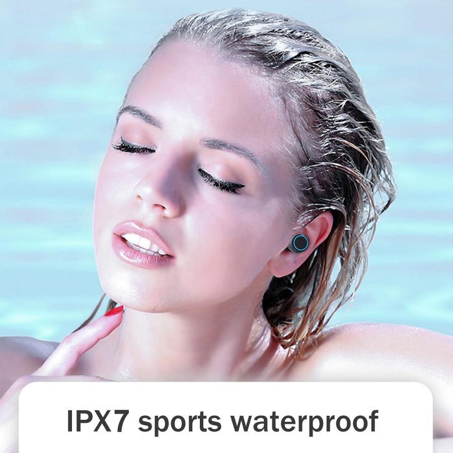 STEVVEX 3500mAh LED Bluetooth Wireless Earphones Headphones Earbuds TWS Touch Control Sport Headset Noise Cancel Earphone Headphone - Black Girl Golf