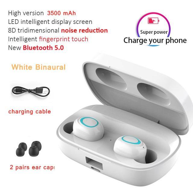 STEVVEX 3500mAh LED Bluetooth Wireless Earphones Headphones Earbuds TWS Touch Control Sport Headset Noise Cancel Earphone Headphone - Black Girl Golf