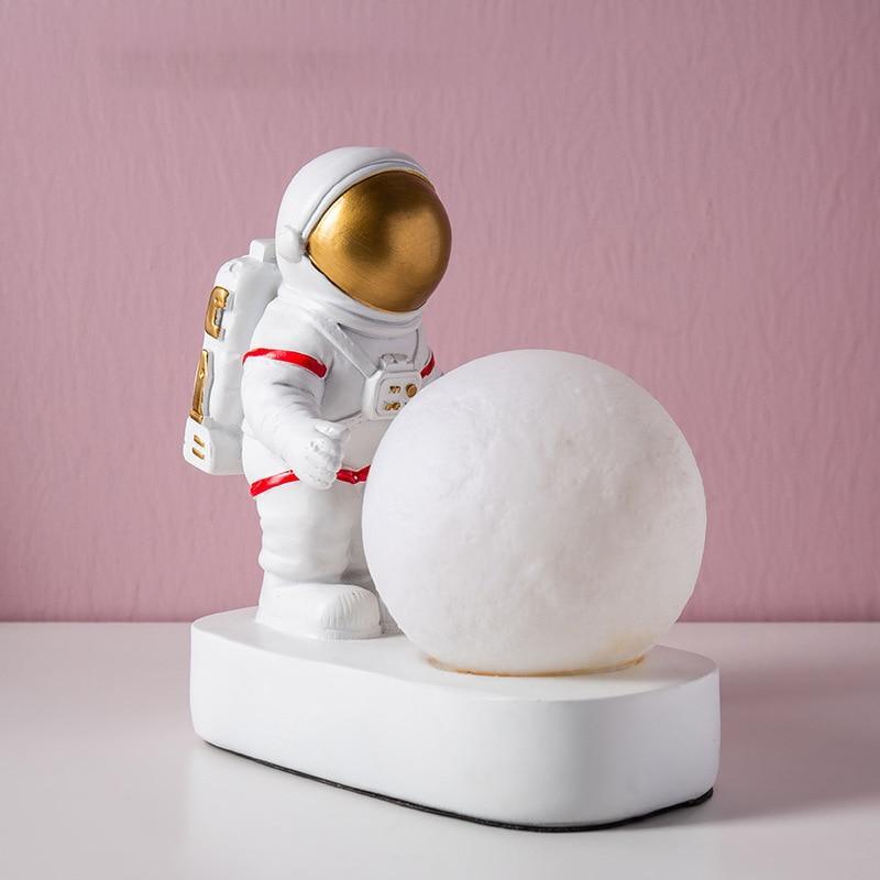 STEVVEX Astronaut Spaceman Moon Night Light Bedroom Bedside Desktop Creative Decoration Table Lamp Gift Light For Children Baby Kids - Black Girl Golf