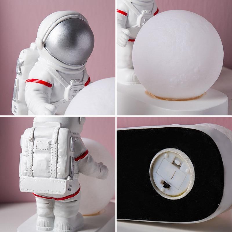 STEVVEX Astronaut Spaceman Moon Night Light Bedroom Bedside Desktop Creative Decoration Table Lamp Gift Light For Children Baby Kids - Black Girl Golf