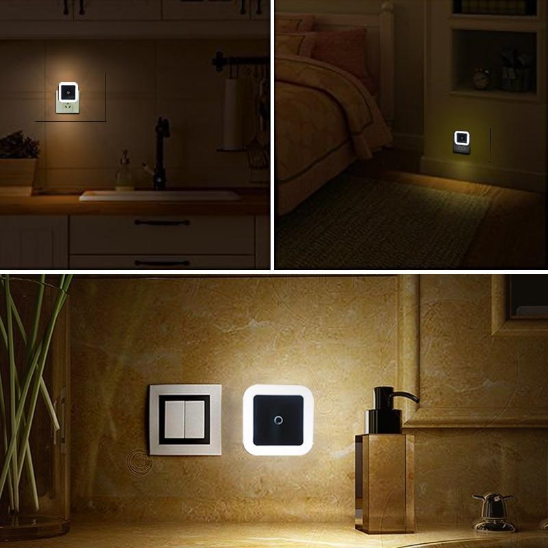 STEVVEX LED Night Light Mini Light Sensor Control EU US Plug Nightlight Lamp For Children Kids Living Room Bedroom Lighting - Black Girl Golf