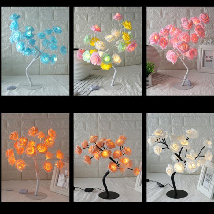 STEVVEX Rose Shaped Table Lamp Flower Rose Tree Decorative Light for Living Room Bedroom Kids Room/Decor Light - Black Girl Golf